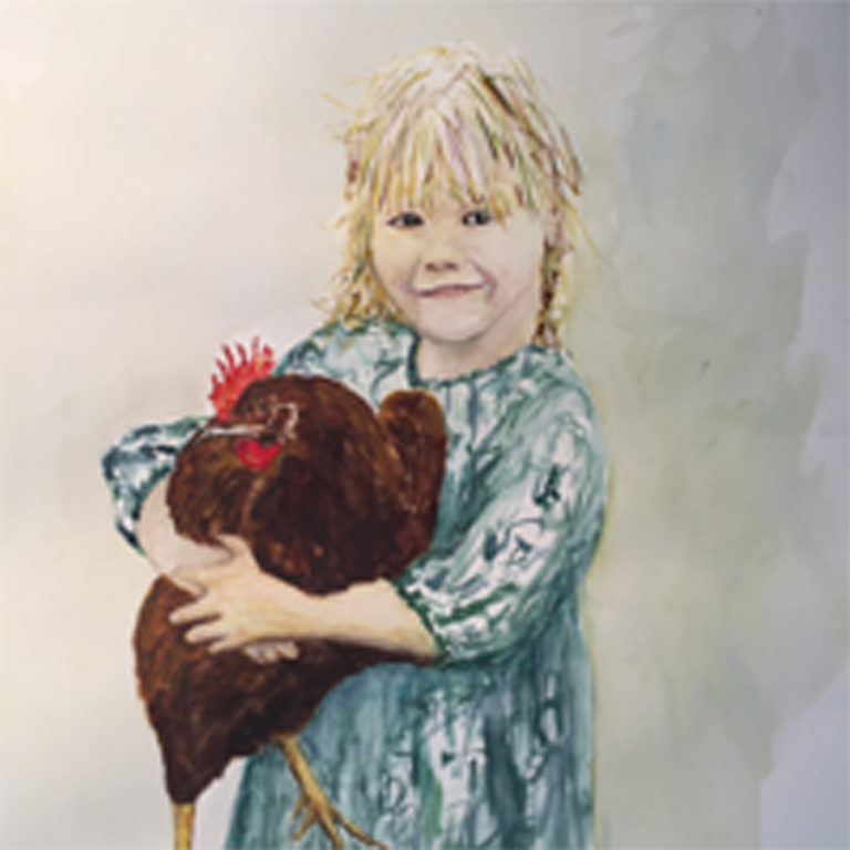 Girl with Rooster (study) 16 X 20 $300